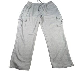 Umbro Cargo Sweatpants Mens XL Gray Fleece Lined Drawstring Utility Joggers READ